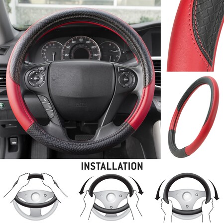 Motor Trend Diamond Two Tone Steering Wheel Cover/Red SW-807-RD